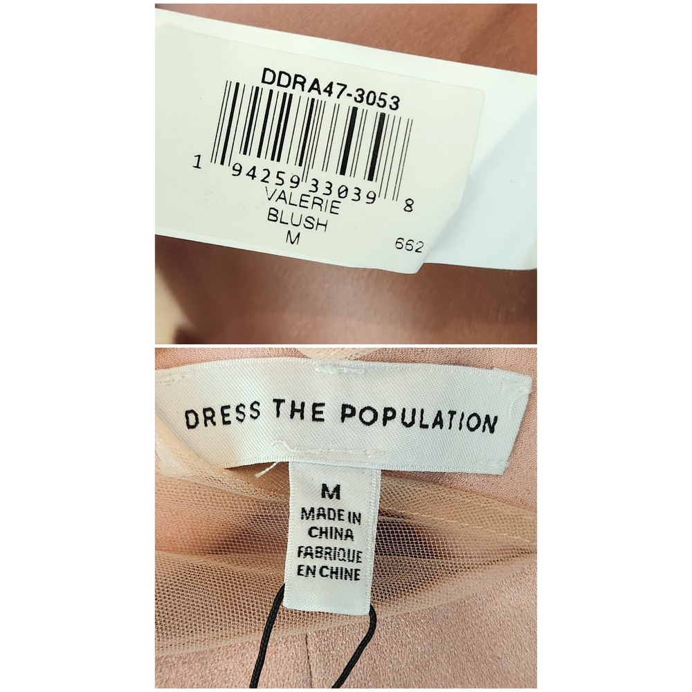 Dress the Population Valerie Blush Pink Mesh Sheath Midi Dress Womens M NWT NEW - Picture 8 of 9